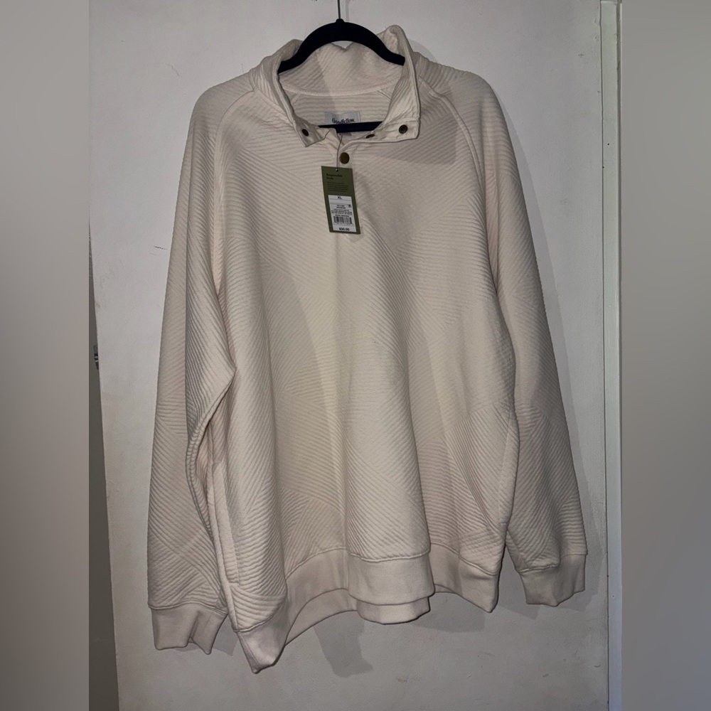 NWT Goodfellow & Co Cream Textured Snap-Neck Pullover